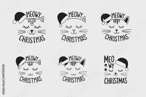 Meowy Christmas Logo Inspirational Quotes Typography Lettering Design for Holiday Decor photo