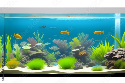 Sparkling Aquarium Set Isolated on White Background photo