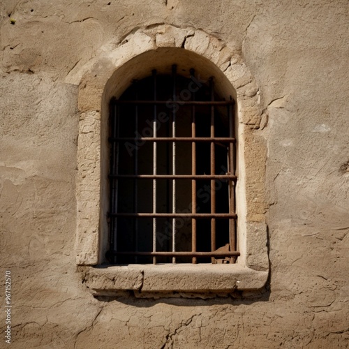 A window with steel bars photo