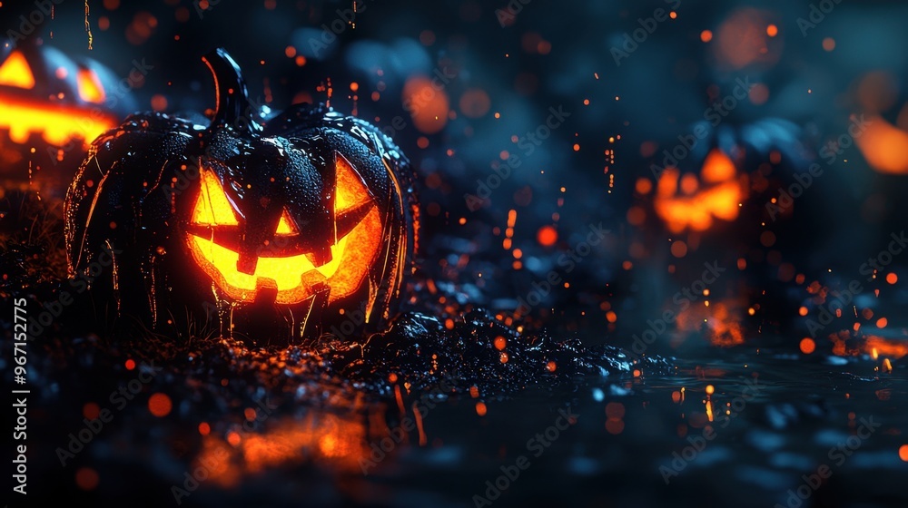 Glowing Jack-o'-lantern in the Dark. Glowing Jack-o'-lantern in the Dark.