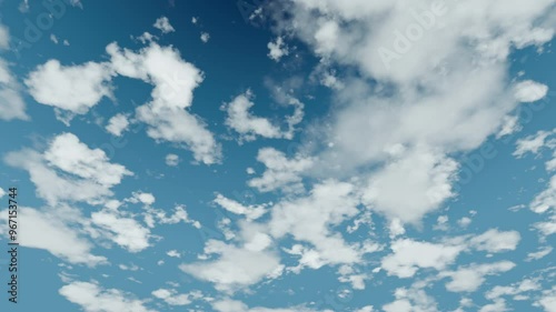 Time lapse of clouds floating in a clear sky, 3D rendering video photo