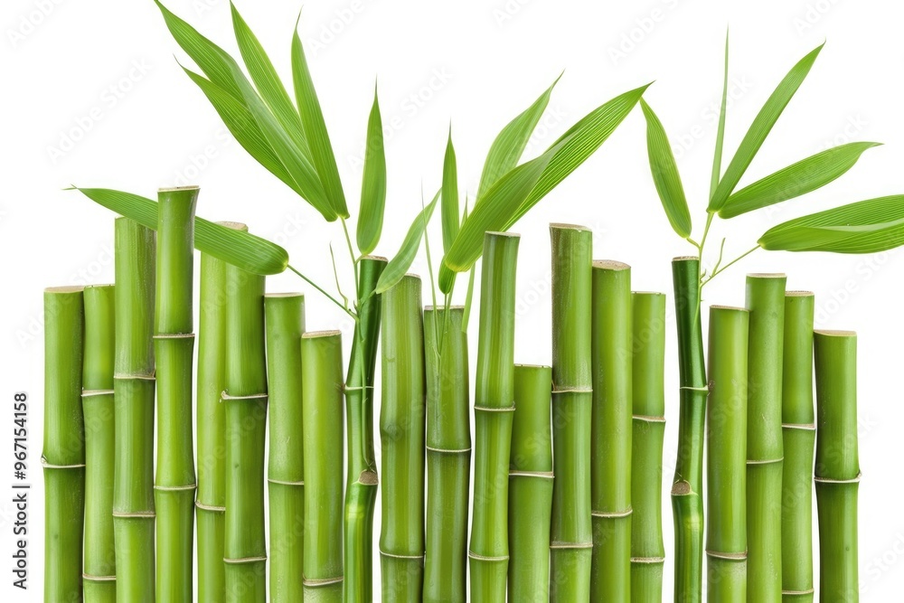 Obraz premium A close-up shot of multiple bamboo stalks, highlighting their texture and structure