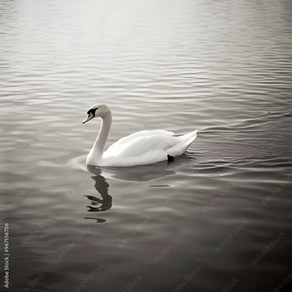A swan swimming in a lake A swan swimming in a lake