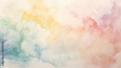 Soft watercolor abstract background featuring pastel hues of blue, pink, and yellow, perfect for art and design projects.