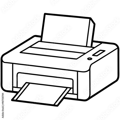 printer outline coloring book page line art illustration digital drawing