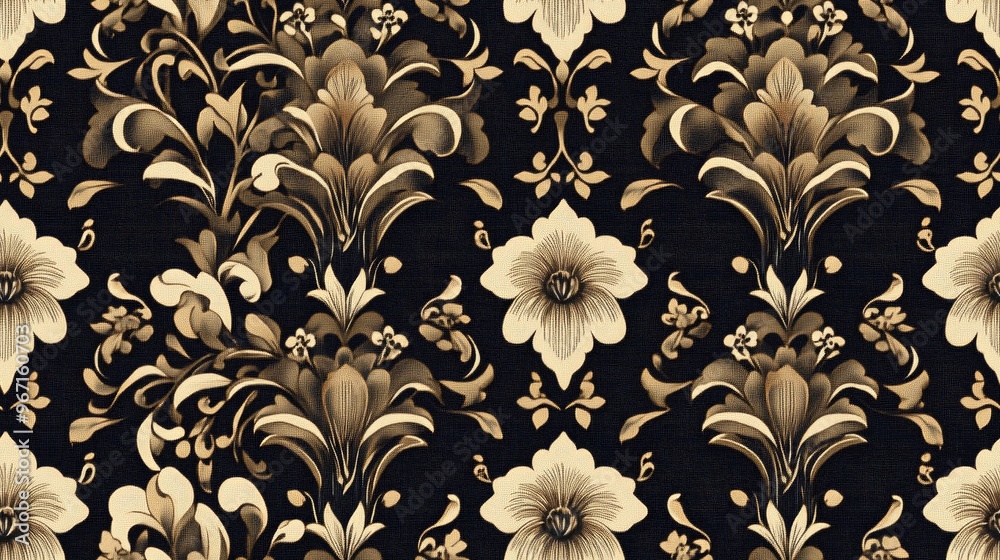 Seamless wallpaper featuring modern geometric designs and a classic floral art backdrop Seamless wallpaper featuring modern geometric designs and a classic floral art backdrop