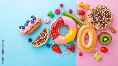 How can you apply symmetry to balance junk food intake with physical activity and healthy food choices to maintain energy levels