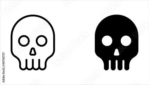 Skull Icon set, Halloween Symbol, Death Concept, Spooky Design on white background