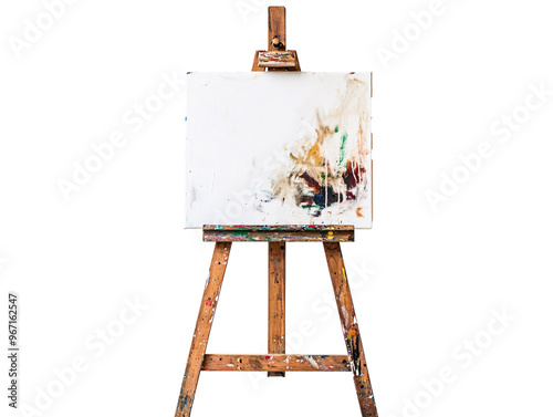 Obraz na płótnie a painting on a wooden easel w salonie