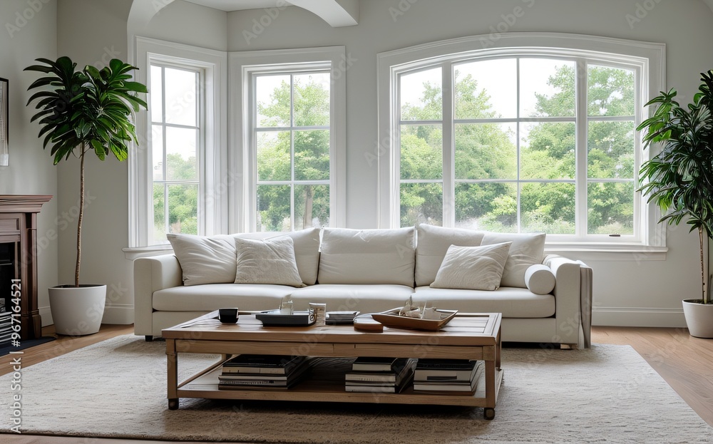 Fototapeta premium Modern luxury living room with elegant decor and minimalistic design..