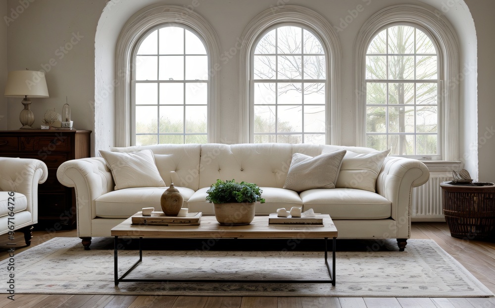 Modern luxury living room with elegant decor and minimalistic design..