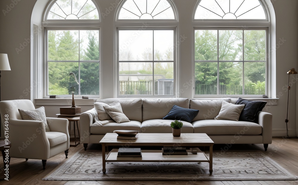 Modern luxury living room with elegant decor and minimalistic design..