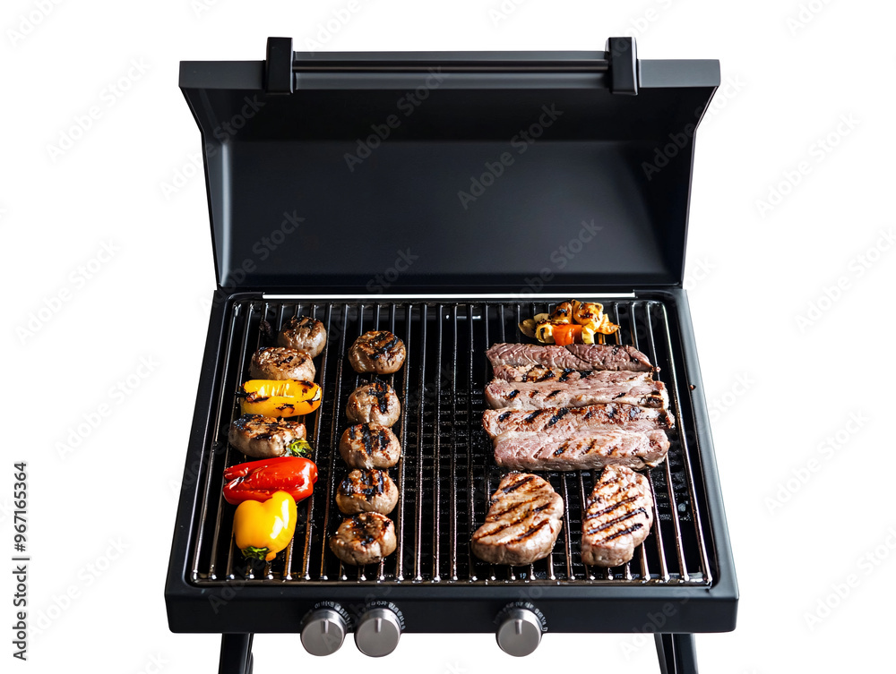 a grill with meat and vegetables a grill with meat and vegetables