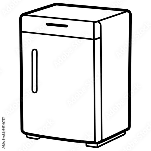 refrigerator outline coloring book page line art illustration digital drawing