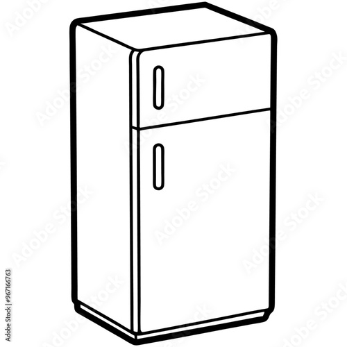 refrigerator outline coloring book page line art illustration digital drawing