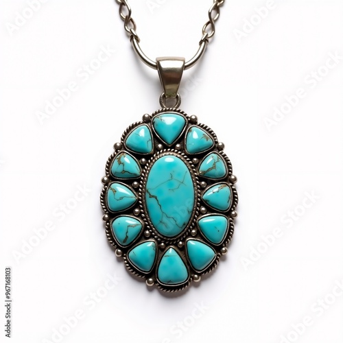 Turquoise and Silver Pendant Necklace