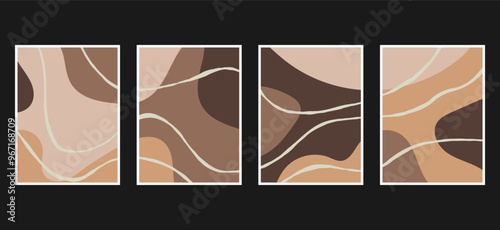 set of Neutrals Organic shape banner template for social media post, aesthetic banner design, web or internet advertising background cover