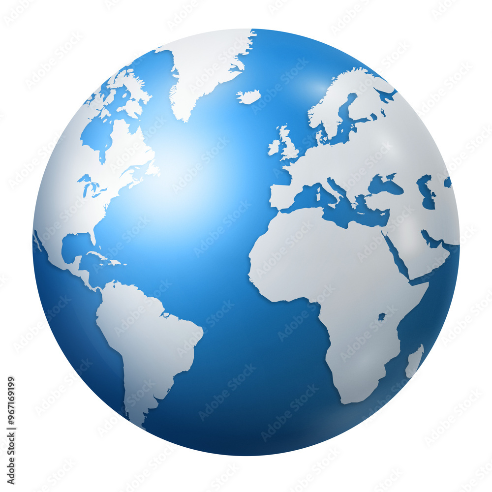 Blue earth globe isolated on transparent background Blue earth globe isolated on transparent background
