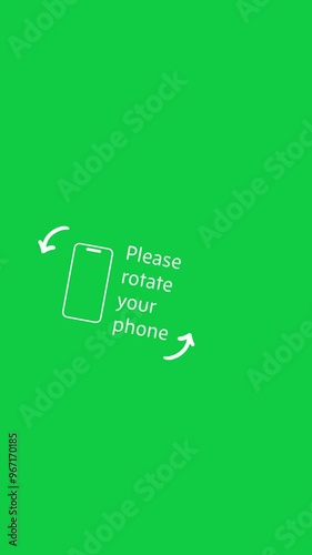 Please Rotate Your Phone. Turn you Smartphone and rotate device screen, Phone flip sign, Phone Rotation animation. Turn you Smartphone rotate device screen, rotate phone screen social media green 