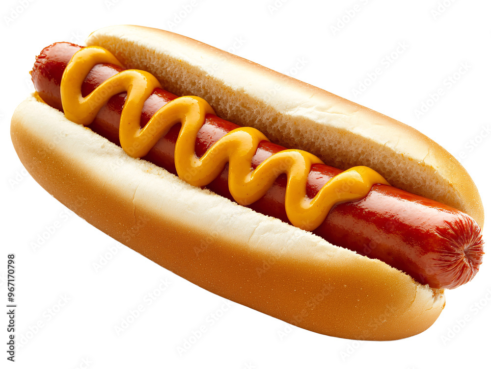 a hot dog with mustard on it