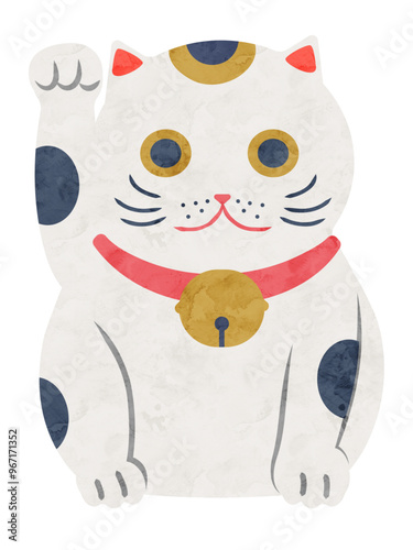 招き猫の水彩ベクターイラスト