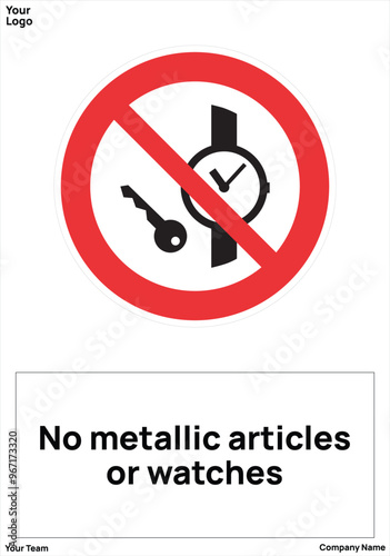 warning sign No metallic articles standard iso 7010