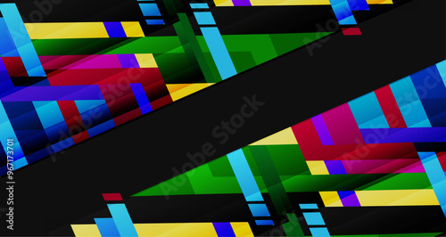 Patterns in multiple colors layered over a deep black background, creating a stunning visual contrast
