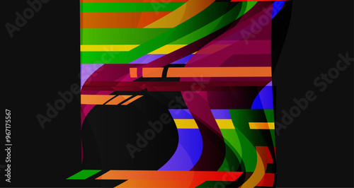 features a striking interplay of colors and shapes, creating an energetic and engaging abstract composition