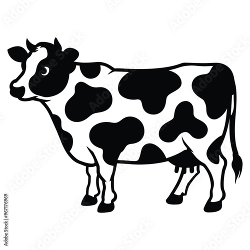 vector cow cartoon silhouette icon illustration isolated