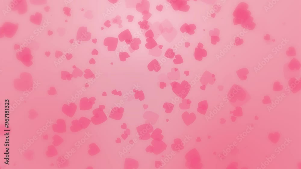 Beautiful pink hearts love falling animation for Mother's day, wedding, valentines day, and Women's day background. High quality 4K seamless loop video