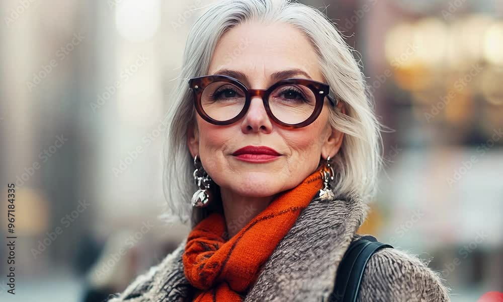 Elegant lady walks down the street in a fashionable autumn look. Elegant lady walks down the street in a fashionable autumn look.