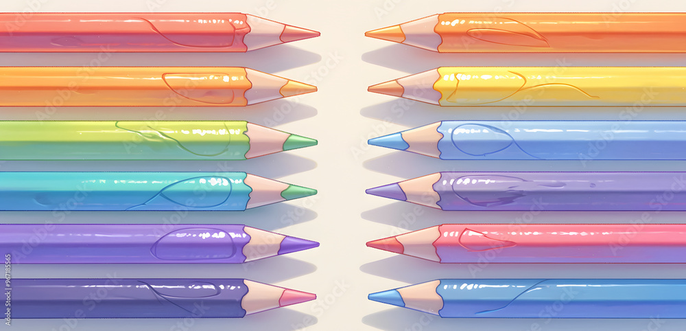 Fototapeta premium Colorful Pencils on White Background.