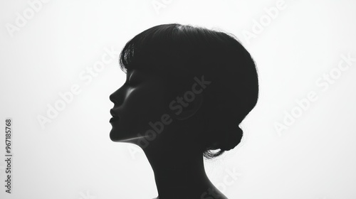 Silhouette of a Woman's Profile Against a White Background