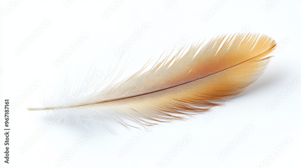 Single Soft Brown Feather on White Background Single Soft Brown Feather on White Background