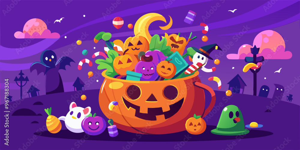 Fototapeta premium Oversized Candy Bag with Characters Diving In
