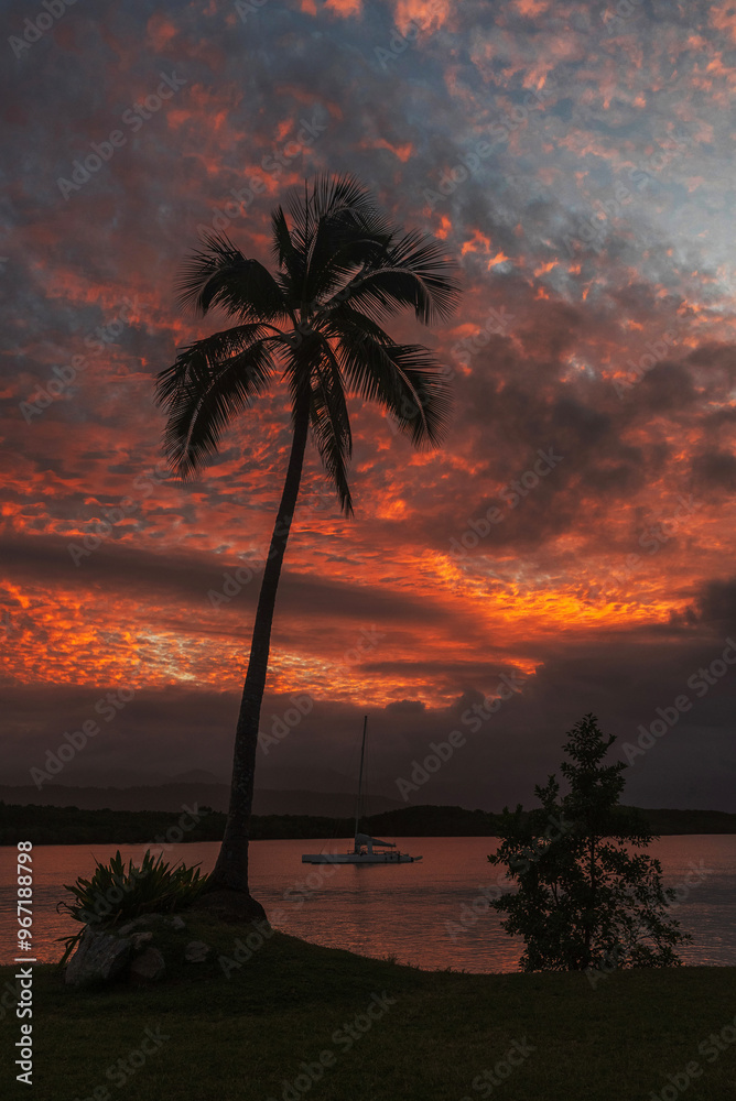 Scenic moody sunset over Port Douglas in Queensland, Australia.