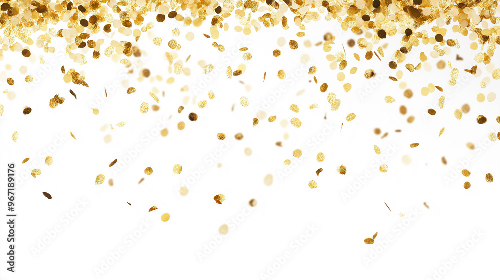 Golden confetti falling on a white background. Holiday concept. Golden confetti falling on a white background. Holiday concept.