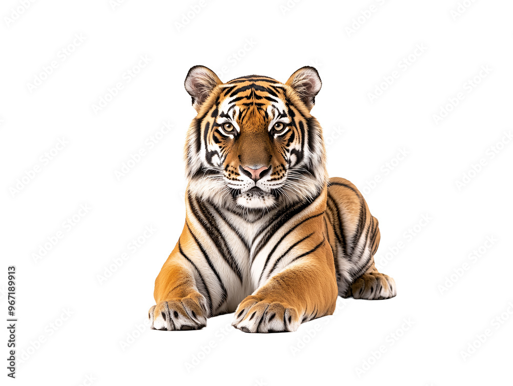 Naklejka premium a tiger lying down looking at the camera