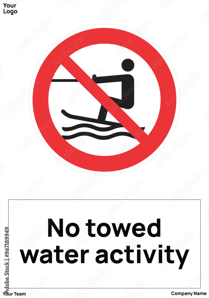 warning sign No towed water activity standard iso 7010 warning sign No towed water activity standard iso 7010