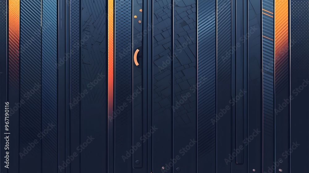 Fototapeta premium Abstract Geometric Pattern with Orange and Blue Stripes.