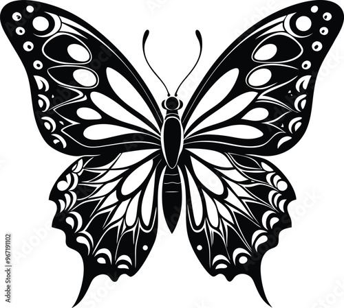 black butterfly vector illustration silhouette, Print