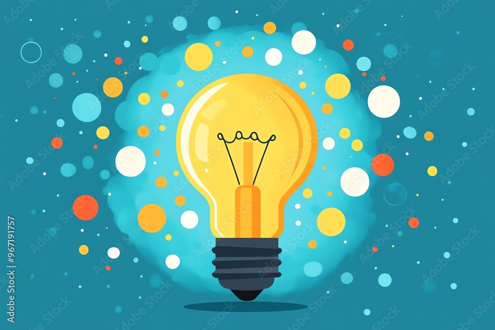 A vibrant light bulb glowing against a colorful, abstract background, symbolizing innovation and creativity. A vibrant light bulb glowing against a colorful, abstract background, symbolizing innovation and creativity.