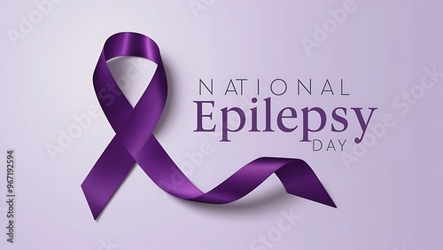 National Epilepsy Day, awareness concept with purple ribbon. Epilepsy Day, Poster, Banner,
 photo