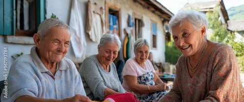 Group of Seniors Relaxing Outside