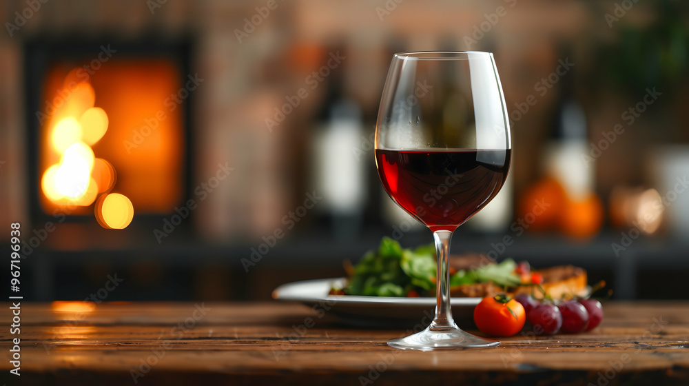 Naklejka premium glass of wine on the table