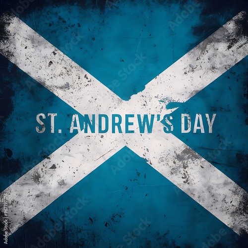 Saint Andrew’s Day, Scottish Flag, Saint Andrew’s Day Poster, Saint Andrew’s Banner, Poster, illustration Art  photo