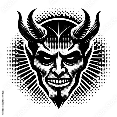 head devil on black and white design