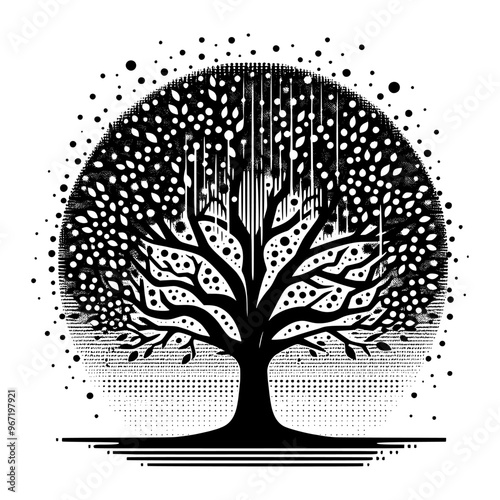 round tree on vintage style