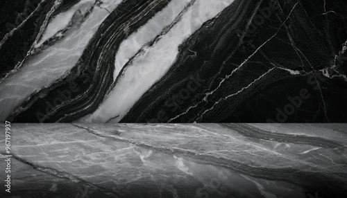 大理石 模様 黒 白 テクスチャー 光と影 高級感 自然素材 抽象的 模様 美しい表面 パターン デザイン 石材 テクスチャリアル モノクロ コントラスト モダン 背景
