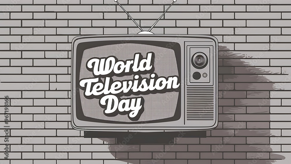 Fototapeta premium world television day, text on screen, Banner, Poster, 